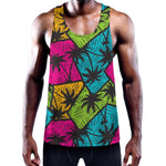 Colorful Palm Tree Pattern Print Training Tank Top