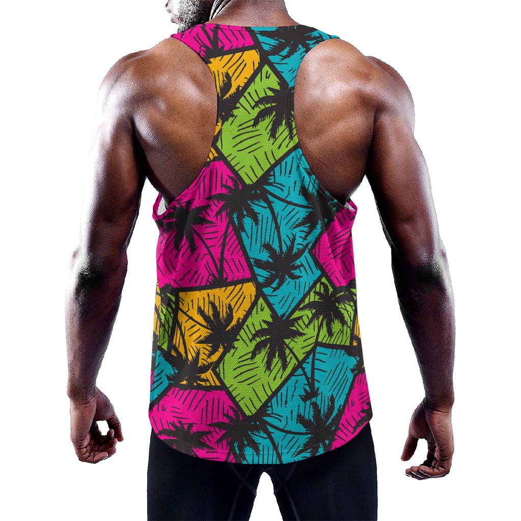 Colorful Palm Tree Pattern Print Training Tank Top