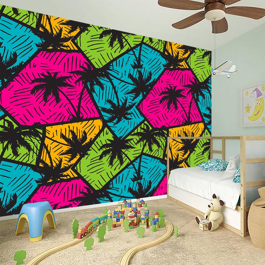 Colorful Palm Tree Pattern Print Wall Sticker