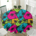 Colorful Palm Tree Pattern Print Waterproof Round Tablecloth