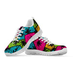 Colorful Palm Tree Pattern Print White Running Shoes