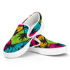 Colorful Palm Tree Pattern Print White Slip On Sneakers