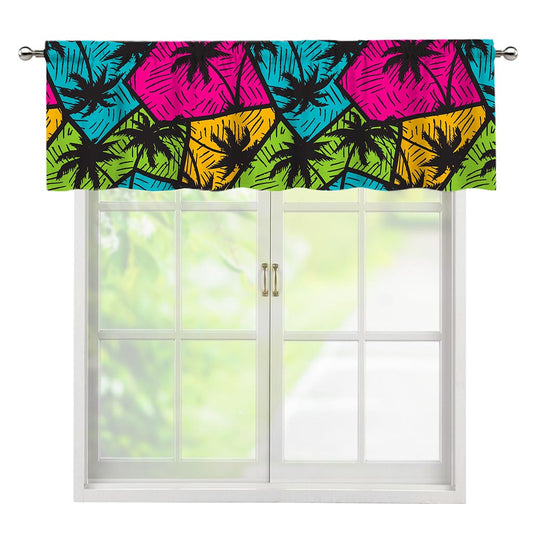 Colorful Palm Tree Pattern Print Window Valance