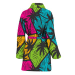 Colorful Palm Tree Pattern Print Women's Bathrobe