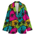 Colorful Palm Tree Pattern Print Women's Cotton Blazer