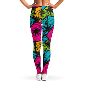 Colorful Palm Tree Pattern Print Women's Leggings