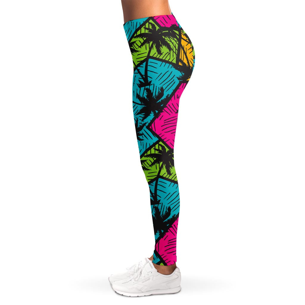 Colorful Palm Tree Pattern Print Women's Leggings