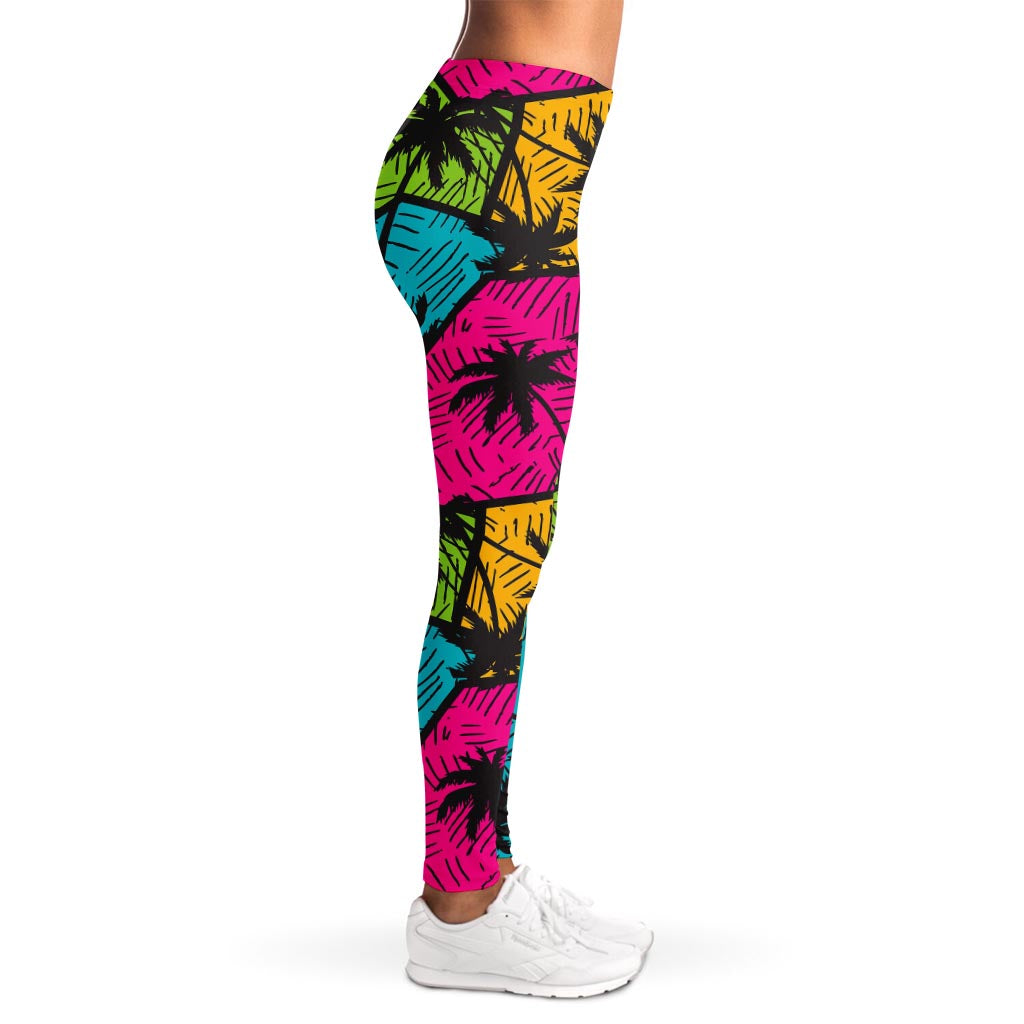 Colorful Palm Tree Pattern Print Women's Leggings