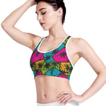 Colorful Palm Tree Pattern Print Women's Sports Bra
