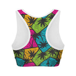 Colorful Palm Tree Pattern Print Women's Sports Bra