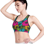 Colorful Palm Tree Pattern Print Women's Sports Bra