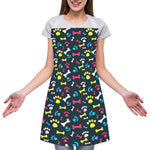 Colorful Paw And Bone Pattern Print Adjustable Apron