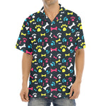 Colorful Paw And Bone Pattern Print Aloha Shirt
