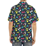 Colorful Paw And Bone Pattern Print Aloha Shirt
