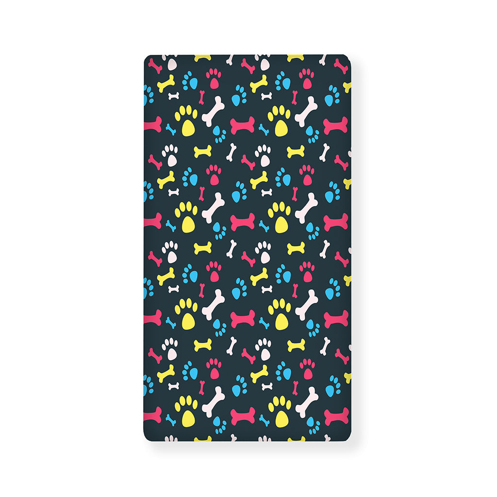 Colorful Paw And Bone Pattern Print Baby Crib Sheet