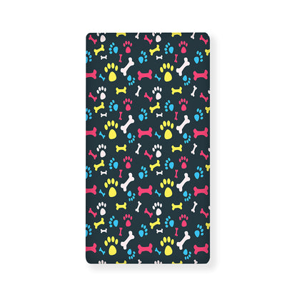 Colorful Paw And Bone Pattern Print Baby Crib Sheet