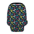Colorful Paw And Bone Pattern Print Baby Seat Cover