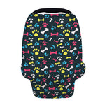 Colorful Paw And Bone Pattern Print Baby Seat Cover