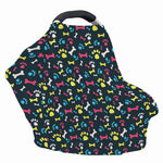 Colorful Paw And Bone Pattern Print Baby Seat Cover
