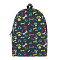 Colorful Paw And Bone Pattern Print School Backpack