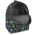 Colorful Paw And Bone Pattern Print Backpack