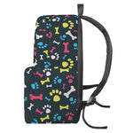 Colorful Paw And Bone Pattern Print Backpack