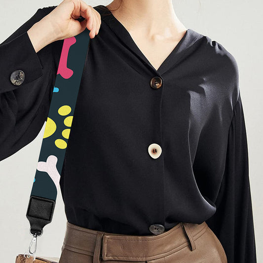 Colorful Paw And Bone Pattern Print Bag Strap