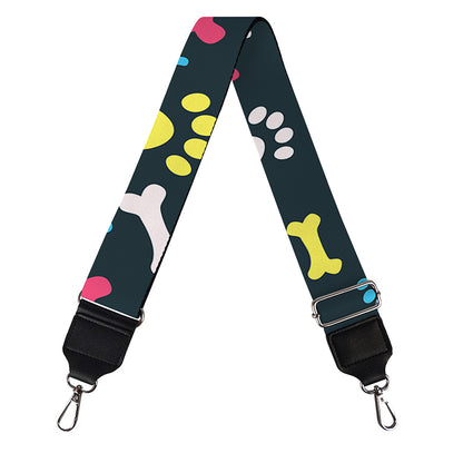 Colorful Paw And Bone Pattern Print Bag Strap