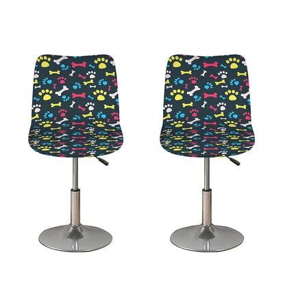 Colorful Paw And Bone Pattern Print Bar Stool Covers
