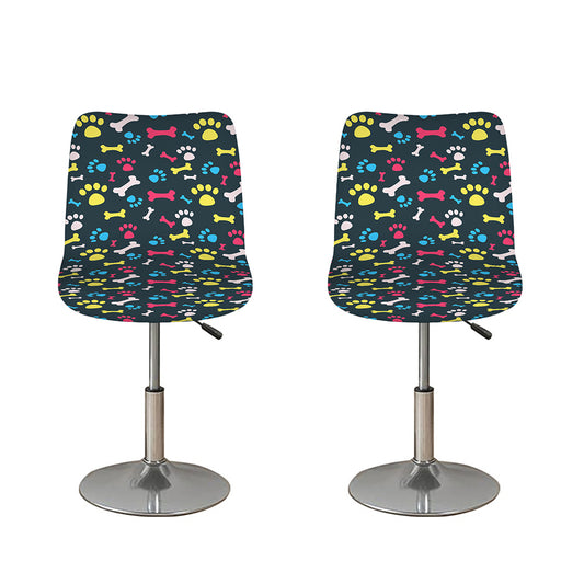 Colorful Paw And Bone Pattern Print Bar Stool Covers