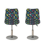Colorful Paw And Bone Pattern Print Bar Stool Covers