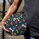 Colorful Paw And Bone Pattern Print Basketball