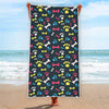 Colorful Paw And Bone Pattern Print Beach Towel