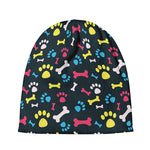Colorful Paw And Bone Pattern Print Beanie