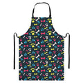 Colorful Paw And Bone Pattern Print Bib Apron With Pocket