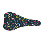 Colorful Paw And Bone Pattern Print Bicycle Seat Cover