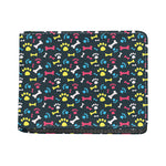 Colorful Paw And Bone Pattern Print Bifold Wallet