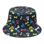 Colorful Paw And Bone Pattern Print Bucket Hat