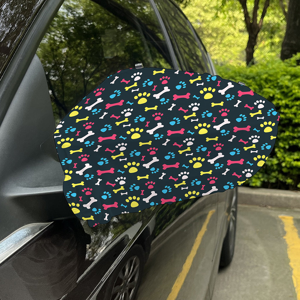 Colorful Paw And Bone Pattern Print Car Side Mirror Covers