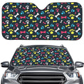 Colorful Paw And Bone Pattern Print Car Windshield Sun Shade