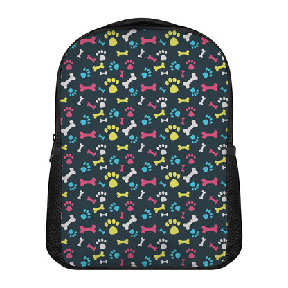 Colorful Paw And Bone Pattern Print Casual Backpack