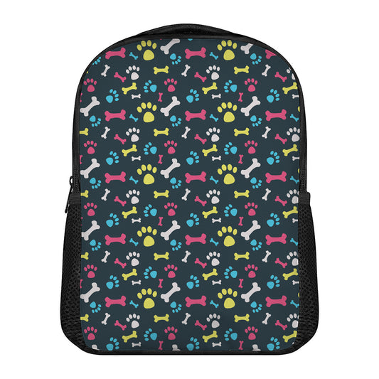 Colorful Paw And Bone Pattern Print Casual Backpack