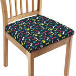 Colorful Paw And Bone Pattern Print Chair Cushion Cover