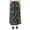 Colorful Paw And Bone Pattern Print Chiffon Maxi Skirt