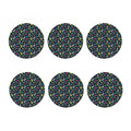 Colorful Paw And Bone Pattern Print Coaster Set