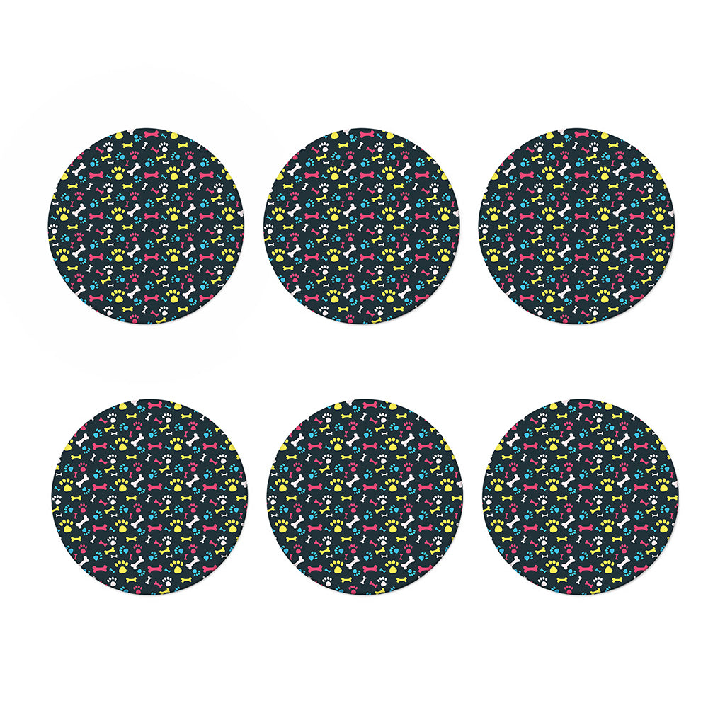 Colorful Paw And Bone Pattern Print Coaster Set
