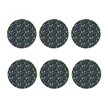 Colorful Paw And Bone Pattern Print Coaster Set