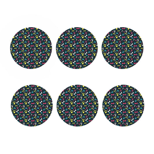 Colorful Paw And Bone Pattern Print Coaster Set
