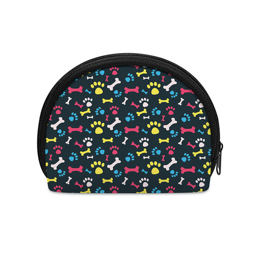 Colorful Paw And Bone Pattern Print Coin Purse
