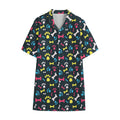 Colorful Paw And Bone Pattern Print Cotton Hawaiian Shirt
